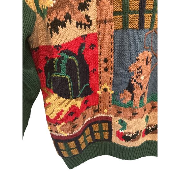 Vintage P'Galli Womens Embroidered Sweater Hunting Dogs Deer Duck Country Chic - Picture 7 of 9